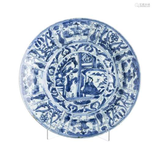 Chinese porcelain 'scholar' plate, Wanli