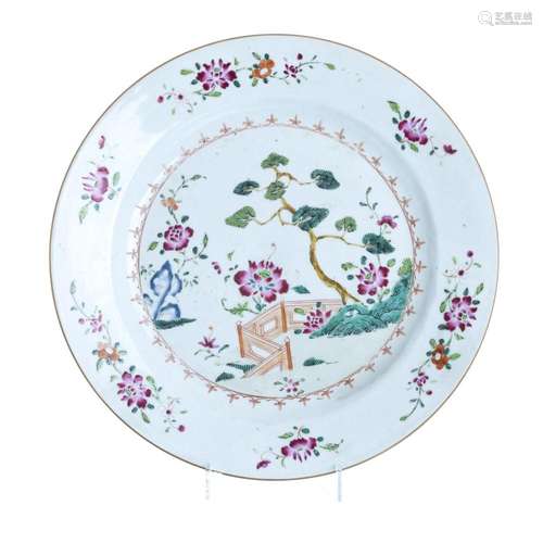 Chinese porcelain 'garden' plate, Qianlong