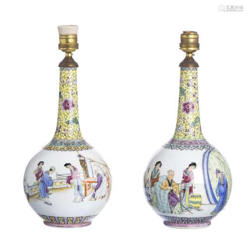 Pair of Chinese porcelain table lamps