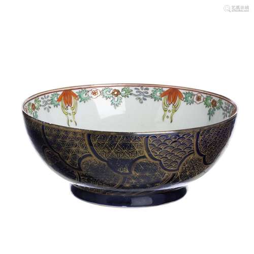 Powder blue japanese porcelain punch bowl