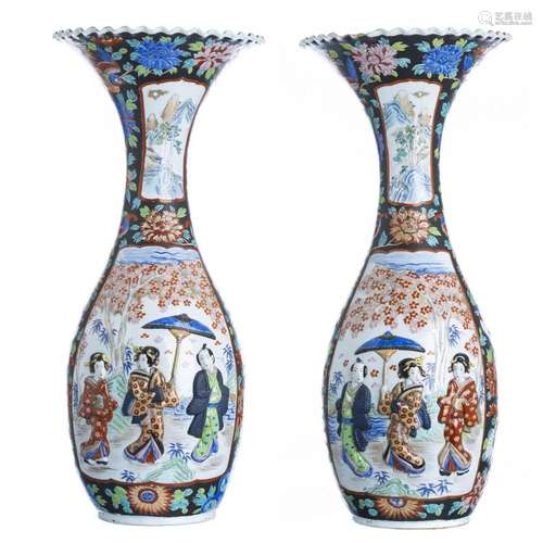 Pair of Japanese porcelain large vases