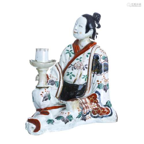 Japanese Arita porcelain bijin figure candlestick