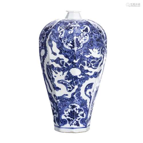 Large Chinese porcelain vase 'qilins and phoenixes'