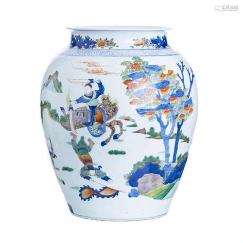 'Warriors' vase in Chinese porcelain