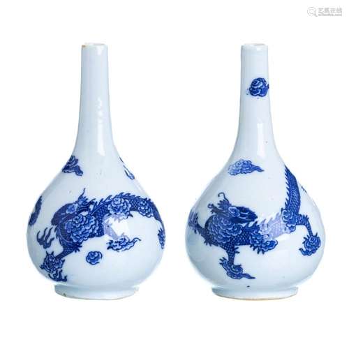 Pair of Japanese porcelain Dragon vases