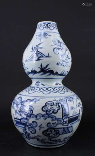 Large Ming Porcelain Blue&White Gourd Vase