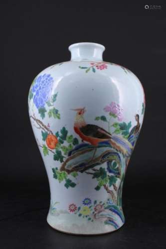 Large Chinese Qing Porcelain Wu Cai Vase