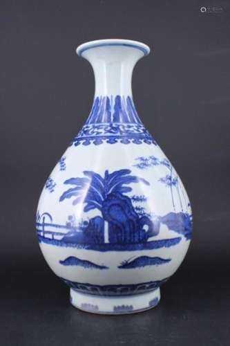 Large Qing Porcelain Blue&White Floral Vase