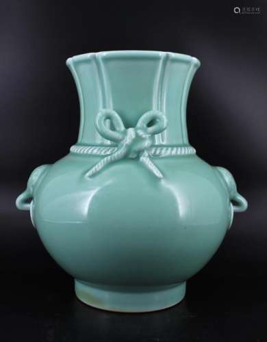 Large Qing Glazed Blue Knotted Porcelain Vase