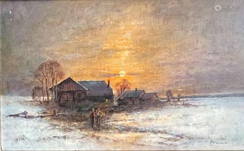 Anton WINDMAIER (1840-1896), Winterlandschaft im Sonnenunter...