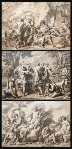 Charles LE BRUN (1619-1690) zugeschr., drei Zeichnungen, myt...