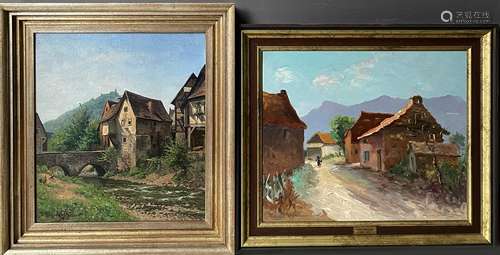 2 Landschaftsgemaelde: Johannes GLUCKERT (1868-c.1921), Haeu...