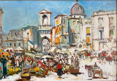 Otto HAMEL (1866-1950), Italienische Stadtansicht mit Markt,...