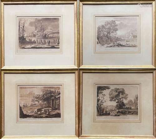 Claude Lorrain, 4 Landschaftsmotive mit Gewaessern, Schiffen...