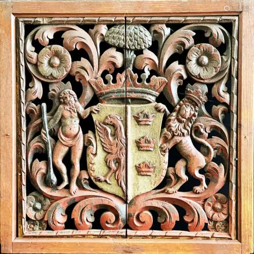 Renaissance Wappen, 17. Jh., Relief, plastisch und durchbroc...