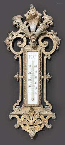 Thermometer, um 1880, ornamentale Rahmung aus Eisen, Alterss...