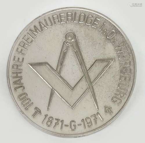Freimaurer Medaille Wuerzburg, 925er Silber, Schriftzug Joha...