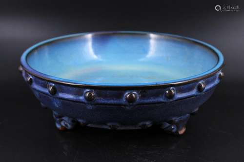 Large Song Porcelain Blue JunYao Tri-Foot Bowl