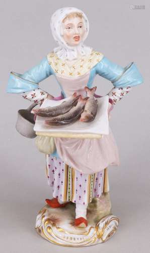 Meissen, um 1900, Pariser Fischverkaeuferin in Kleid mit hel...