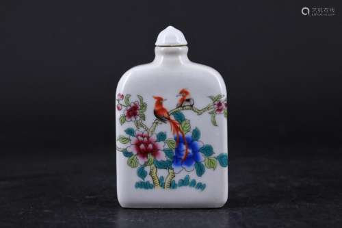 Qing Porcelain Famille Rose Snuff Bottle