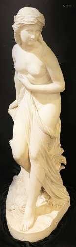 Robert Cauer (1831-1893) Marmorfigur Venus: Badende Frauenfi...
