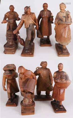 Heinz Schiestl (1867-1940) Werkstatt, 8 Figuren, die die Wei...