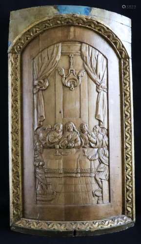 Relief mit Apostel, Holz, Umrandung vergoldet und teils farb...