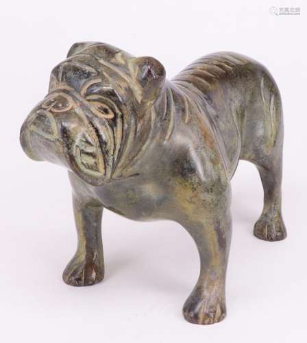 Unbekannter Kuenstler, 20. Jh., Bulldogge, Bronze, rechte Vo...
