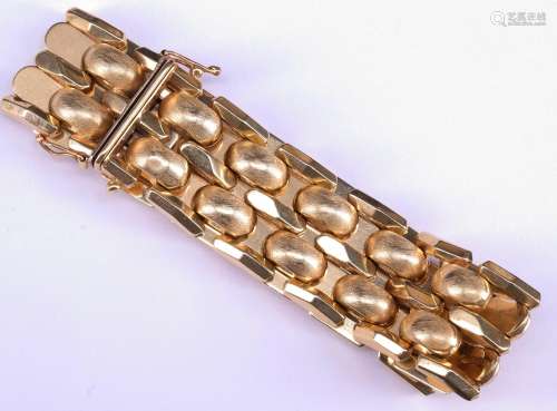 Armband, 585er GG, ca. 2 cm breit, mit glatten und gebuerste...