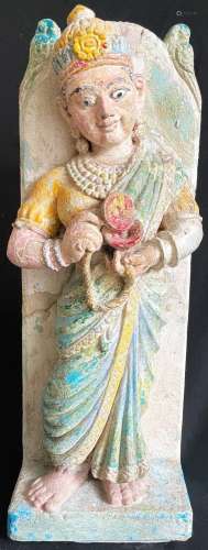 Hindu-Figur, Indien, wohl Radzastan, Taenzerin mit kleinen Z...