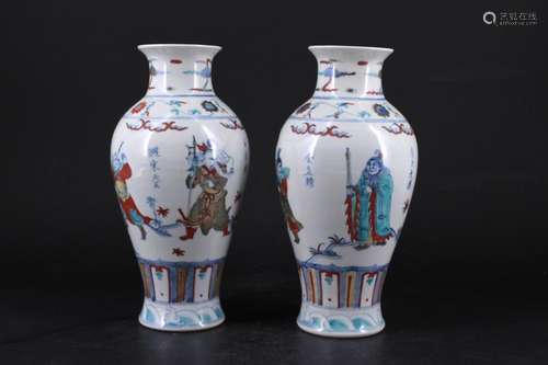 Pair of Chinese Ming Porcelain DouCai Vase