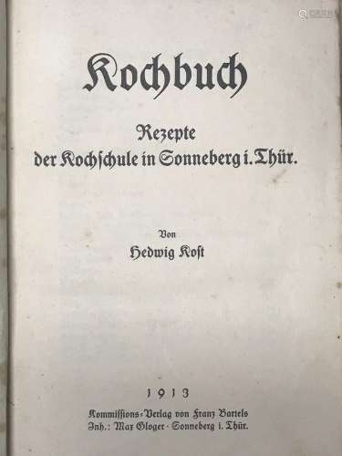 Hedwig Kost, Kochbuch. Rezepte der Kochschule in Sonneberg i...