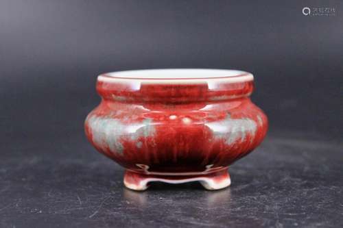 Qing Porcelain Flame Red Pot