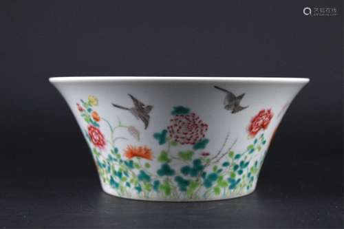 Chinese Qing Porcelain Famille Rose Bird Bowl