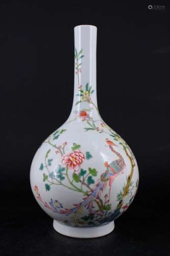 Qing Porcelain Famille Rose Long Stem Vase