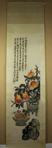 Hand Painted Scrolled Painting by Wu Chang Sho