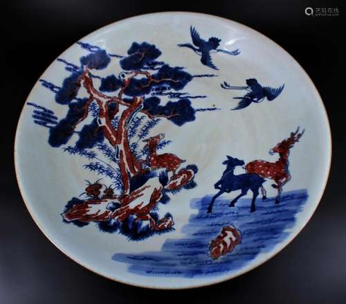 Extra Large Qing Porcelain Blue&White Plate