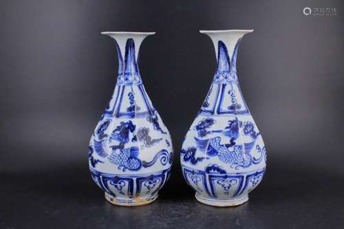 Pair of Yuan Porcelain Blue&White Vase