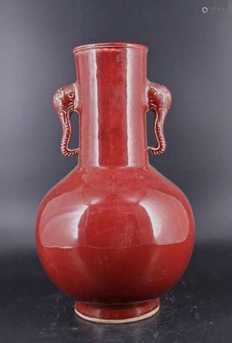 Large Qing Porcelain Red Glaze Vase