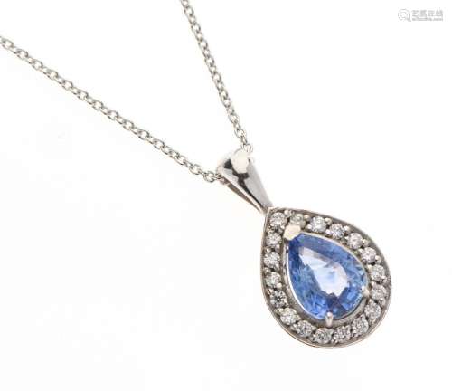 PENDENTIF et CHAINE en en or blanc 750/°°, le pendentif sert...