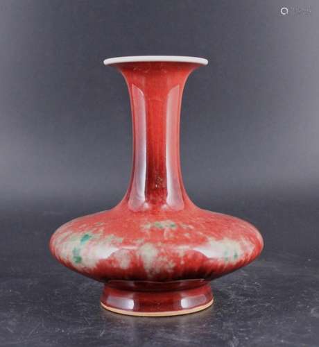 Qing Porcelain Flame Red Vase