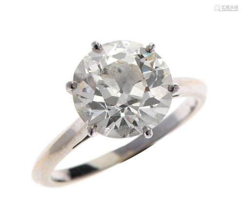 BAGUE solitaire en platine 850/°° et or gris 750/°° ornée d&...