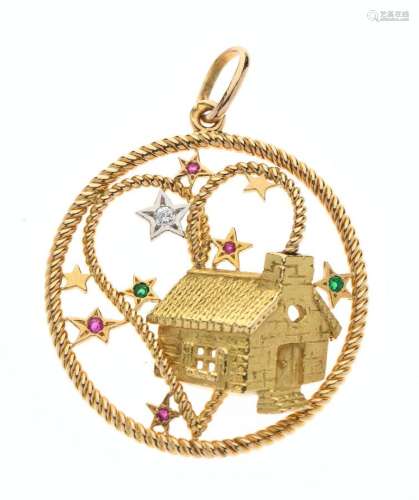 PENDENTIF en or jaune 750/°° torsadé et ciselé à décor d'...