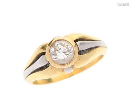 BAGUE solitaire en or jaune 750/°° et platine 850/°° orné d&...