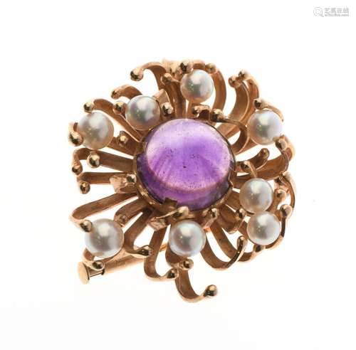 BROCHE pouvant se porter en PENDENTIF en or rose 585/°° cent...