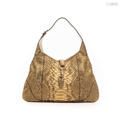 GUCCI- SAC  " Jacky " en cuir de veau et  python j...