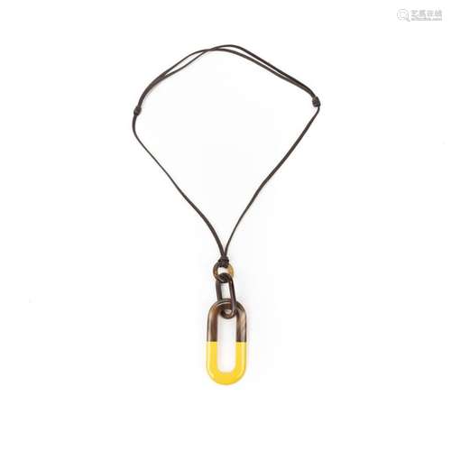 HERMES PARIS - COLLIER cordon, le motif central de couleur j...