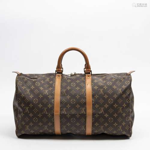 LOUIS VUITTON - SAC modèle "Keepall" 50 cm en toil...