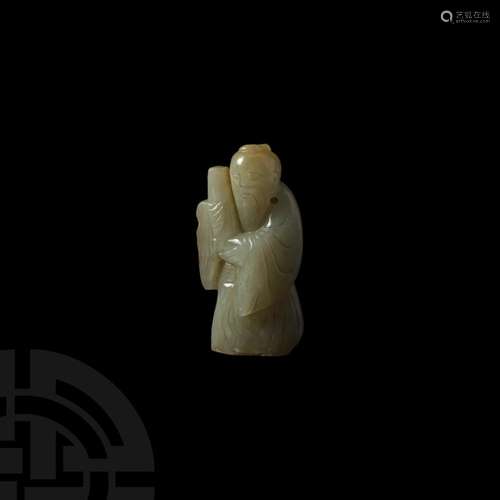 Chinese Milky Jade Figural Pendant