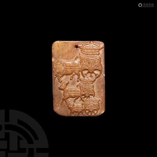 Chinese Amulet with Carts